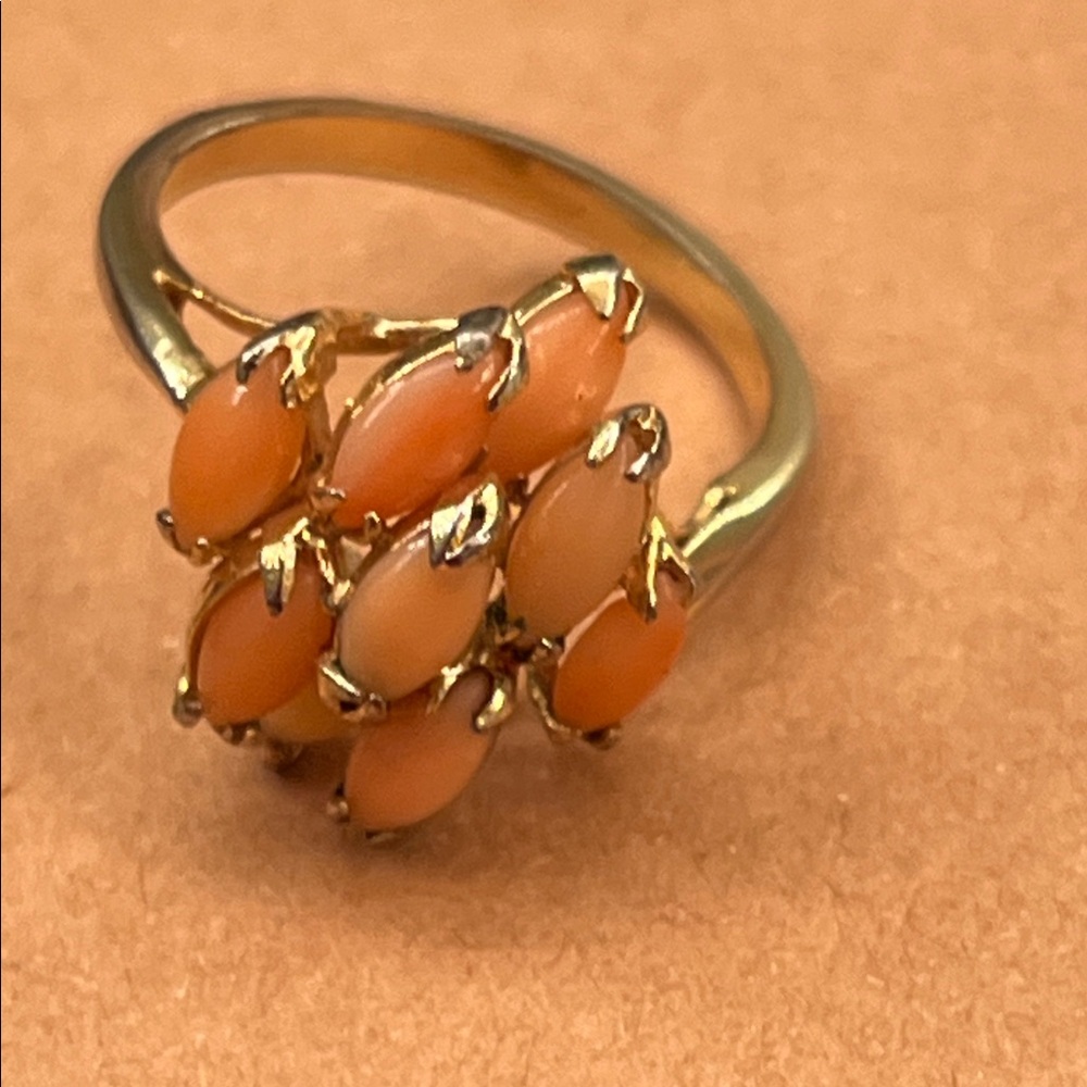 Orange Coral Cluster Ring Size 7